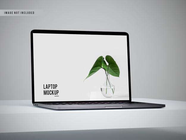 Free Close Up View Of Laptop Mockup Design Psd