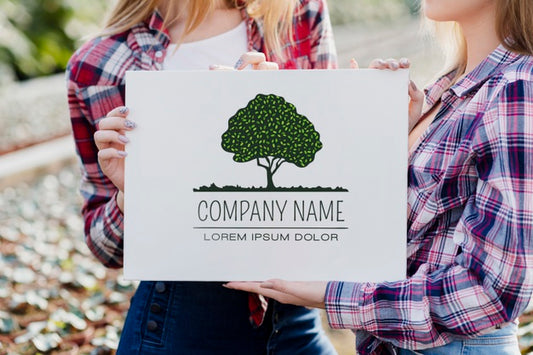 Free Close-Up Young Girls Holding Ecological Sign Psd