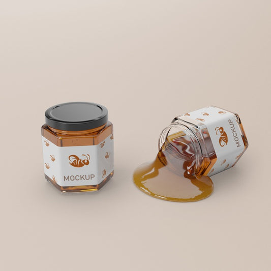 Free Closed And Opened Jar With Honey Psd