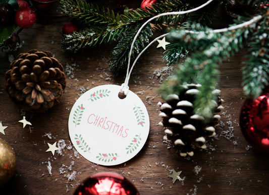 Free Closeup Of Christmas Wishing Card Tag Psd