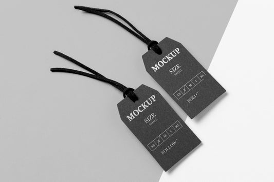 Free Clothing Black Size Tag Mock-Up Copy Space Psd