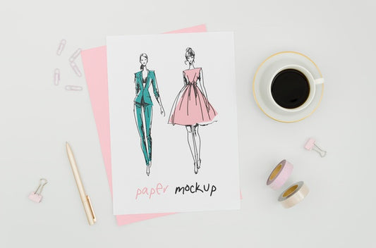 Free Clothing Designer And Cup Of Coffee Mock-Up Psd