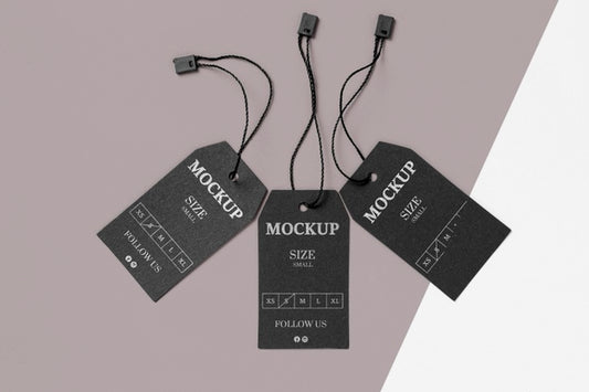 Free Clothing Size Tag Mock-Up Top View Psd