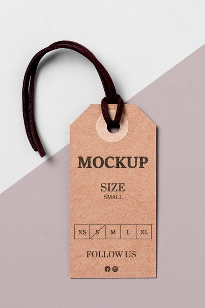 Free Clothing Size Tag Mock-Up With Black Thread Psd