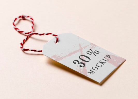 Free Clothing Tag Mock-Up With Red And White String Psd