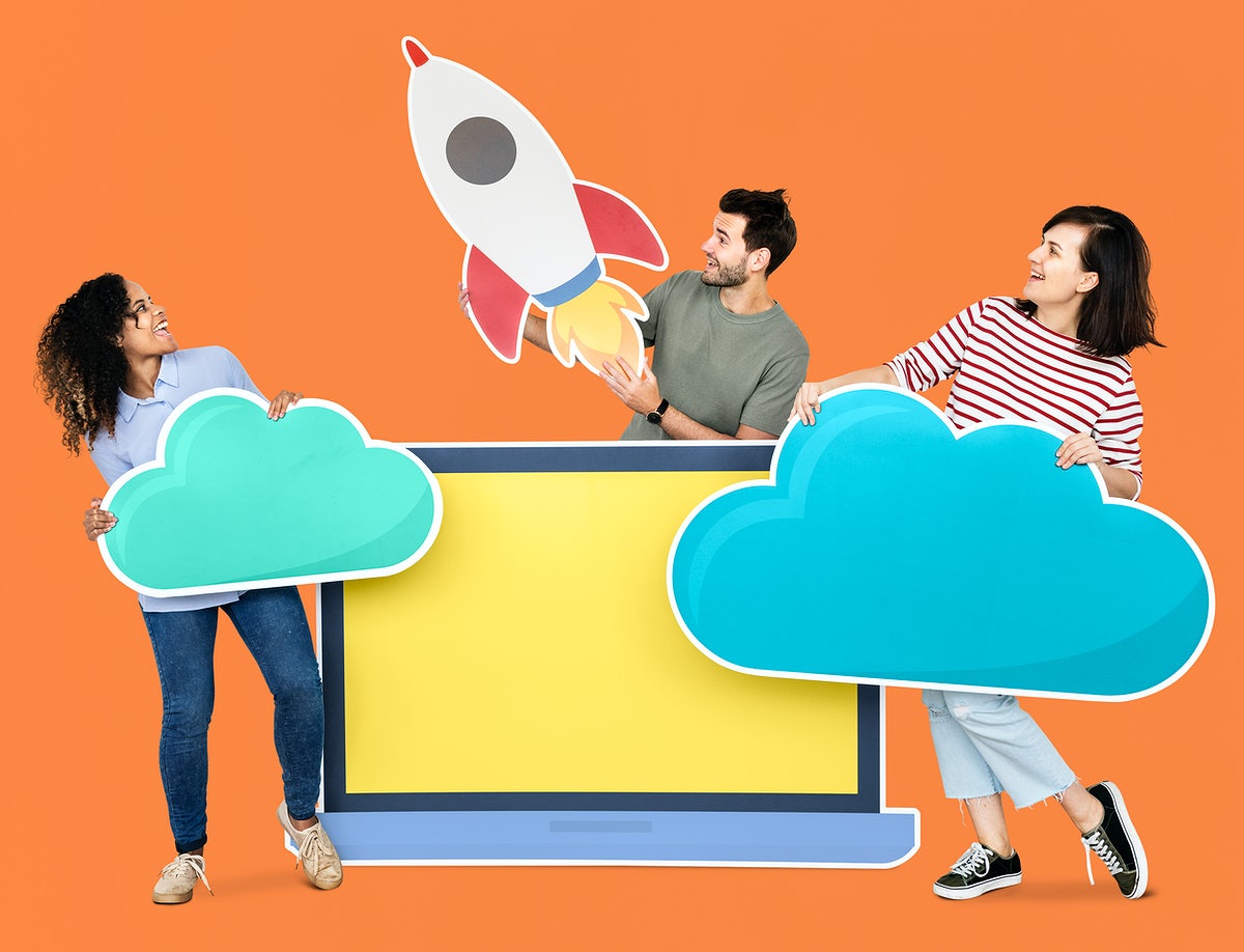 Free Cloud Storage And Innovation Concept Shoot Featuring A Rocket Icon