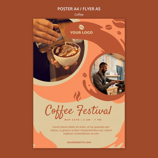 Free Coffe Concept Poster Mock-Up Psd