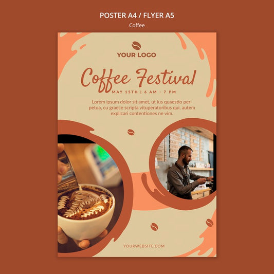 Free Coffe Concept Poster  Mock-Up Psd