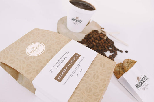 Free Coffee Bag And Cup Mockup Perspective Top View