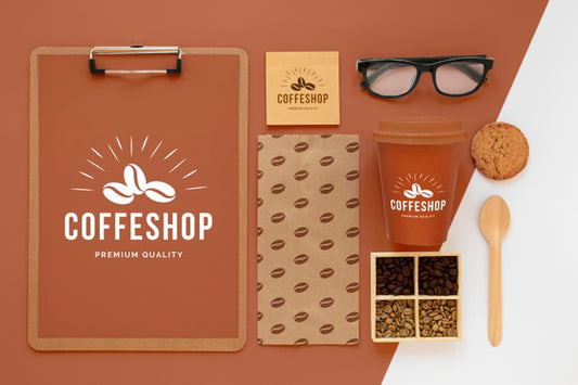 Free Coffee Branding Concept Above View Psd