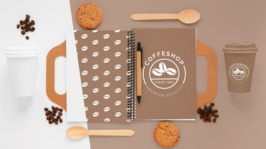 Free Coffee Branding Concept Top View Psd