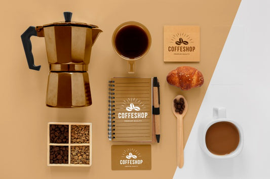 Free Coffee Branding Concept With Beans Flat Lay Psd