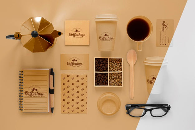 Free Coffee Branding Concept With Beans Top View Psd