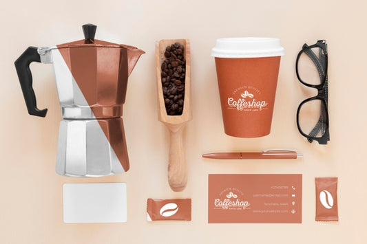 Free Coffee Branding Elements Top View Psd
