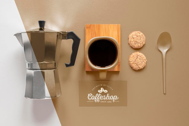 Free Coffee Branding Items Arrangement  Flat Lay Psd