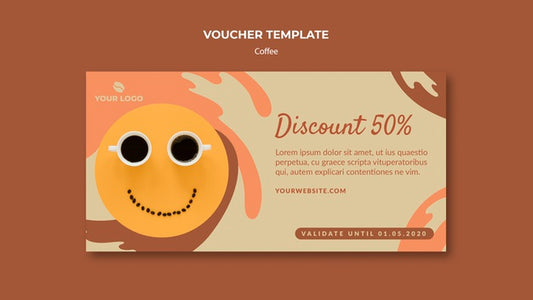 Free Coffee Concept Voucher Template Mock-Up Psd