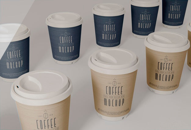 Free Coffee Cups Assortment High Angle Psd