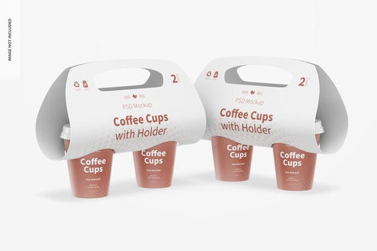 Free Coffee Cups With Holders Mockup Psd