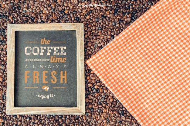 Free Coffee Decoration With Slate And Cloth Psd