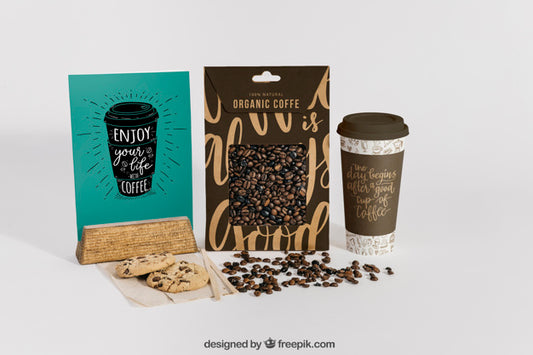 Free Coffee Mockup With Two Boxes And Beans Psd