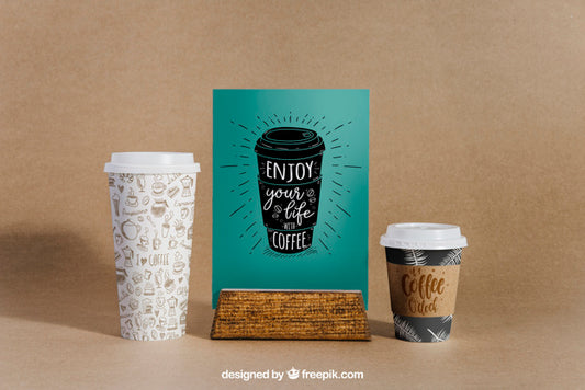Free Coffee Mockup With Two Cups And Menu Psd