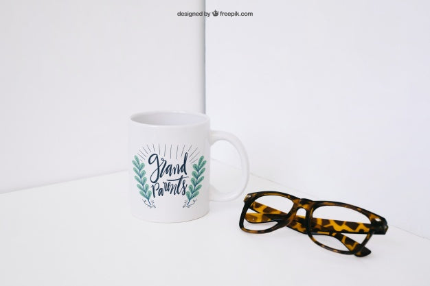 Free Coffee Mug Mockup And Glasses Psd