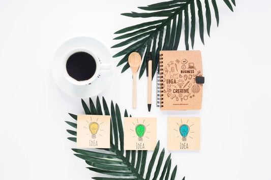 Free Coffee Sticky Notes And Notebook Mock-Up Psd