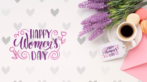 Free Coffee With Lavender For Womens Day Celebration Psd
