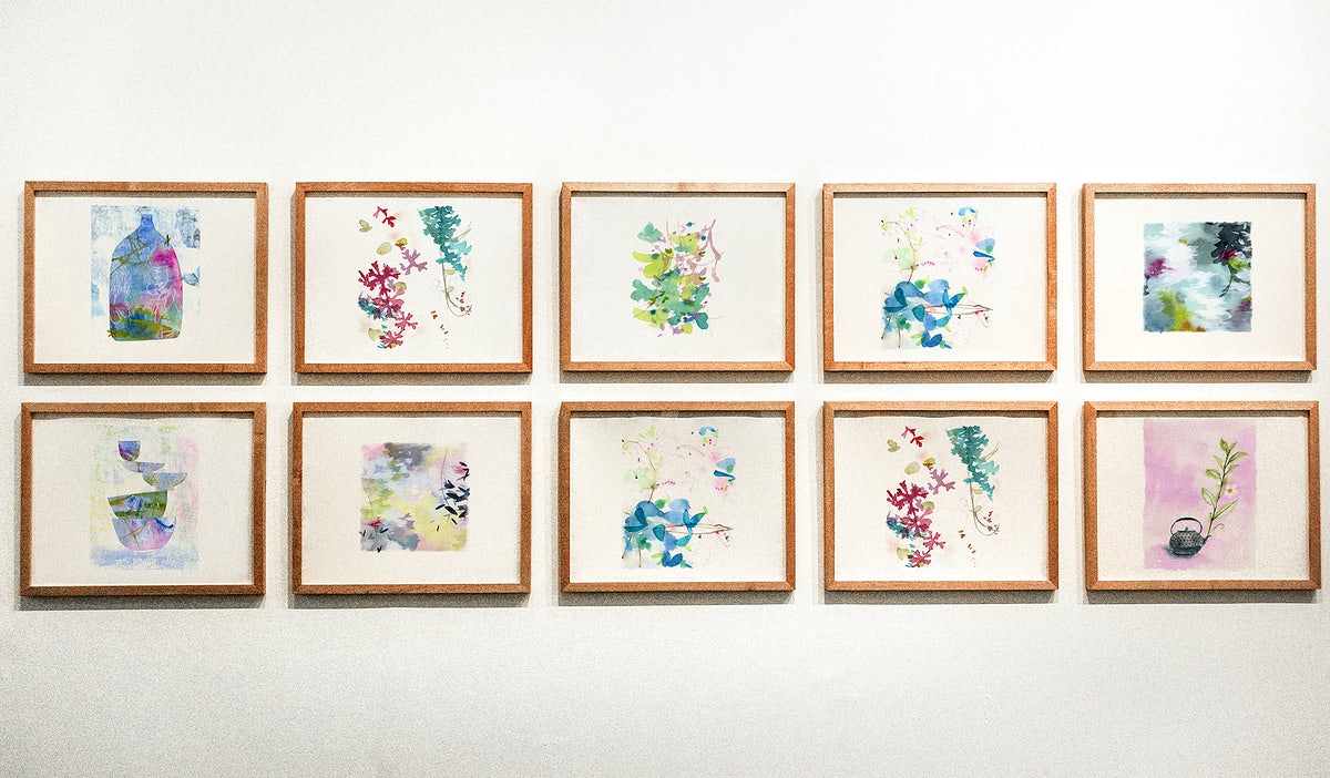 Free Collection Of Floral Art Pieces On A Wall