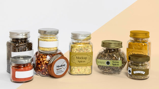 Free Collection Of Labeling Jars With Spices Psd