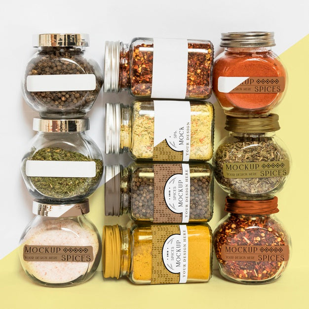 Free Collection Of Labeling Jars With Spices Psd