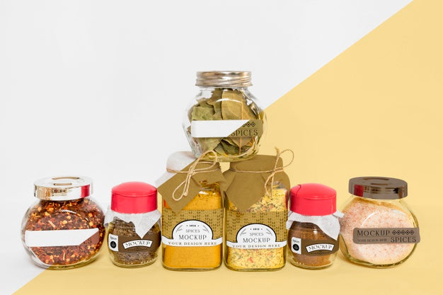 Free Collection Of Labeling Jars With Spices Psd