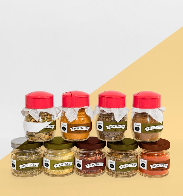 Free Collection Of Labeling Jars With Spices Psd