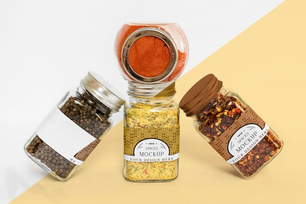 Free Collection Of Labeling Jars With Spices Psd