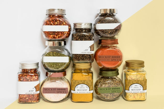 Free Collection Of Labeling Jars With Spices Psd