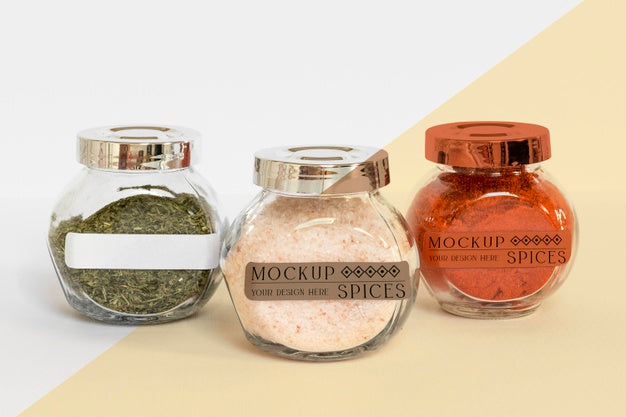 Free Collection Of Labeling Jars With Spices Psd