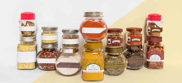 Free Collection Of Labeling Jars With Spices Psd