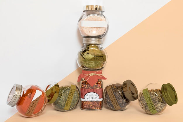 Free Collection Of Labeling Jars With Spices Psd