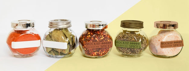 Free Collection Of Labeling Jars With Spices Psd