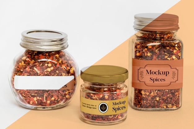 Free Collection Of Labeling Jars With Spices Psd