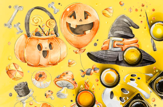 Free Colorful And Artistic Halloween Draw Concept Psd