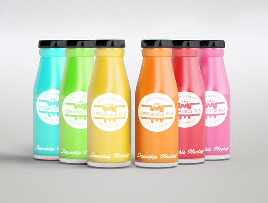 Free Colorful Arrangement Of Different Smoothies Mock-Up Psd