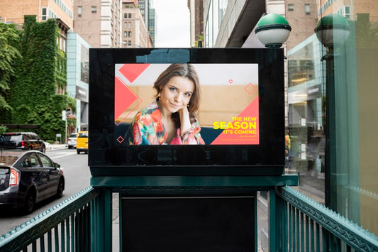 Free Colorful Billboard With Mock-Up Psd