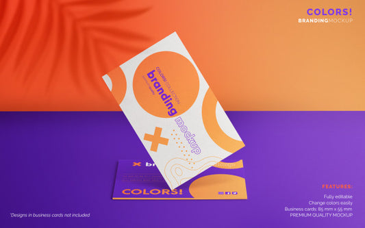 Free Colorful Branding Mockup With Business Cards Psd