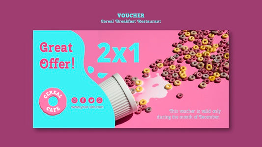 Free Colorful Cereal Restaurant Voucher Psd