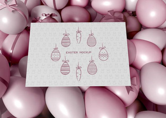 Free Colorful Easter Eggs With Card Mockup Psd