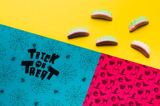 Free Colorful Halloween Concept With Teeth Psd