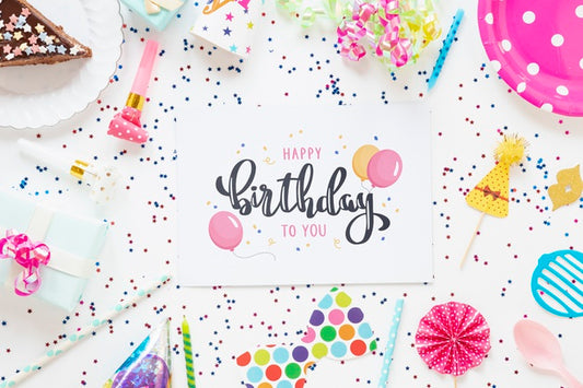Free Colorful Happy Birthday Concept Mock-Up Psd