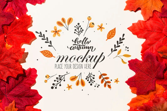 Free Colorful Leaves Mock-Up Style Psd