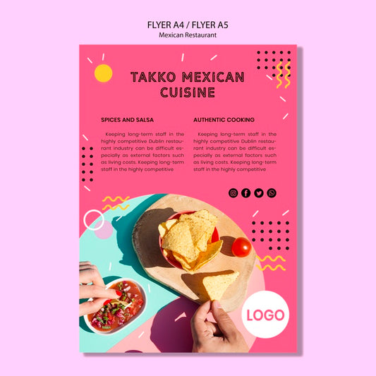Free Colorful Mexican Restaurant Flyer Psd